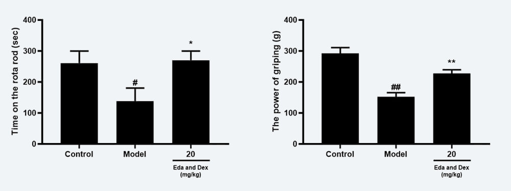 神经功效药效学考察：：C 转棒滞留时间；；；D 抓握力（mean±SEM）.jpg